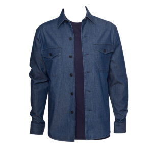 Curated washed denim long sleeve shacket