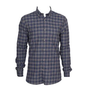 Luc Brevet Navy Grey Heather Check Brushed Flannel Shirt