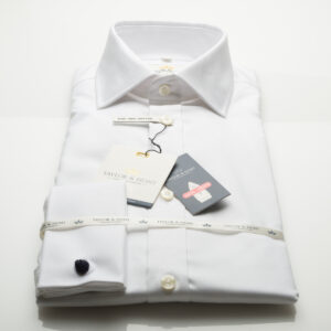 White twill long sleeve non iron cotton slim fit shirt