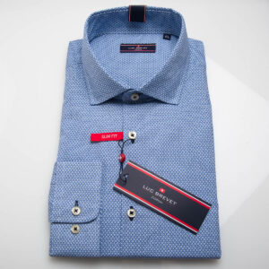 Mens Blue Small Diamond Printed Shirt
