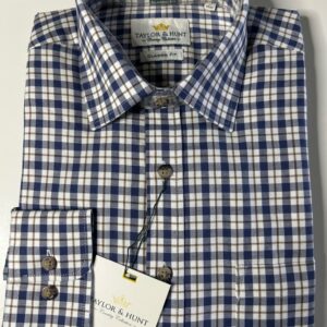 Brushed Tattersall, single breast pocket, two button adjustable single cuff